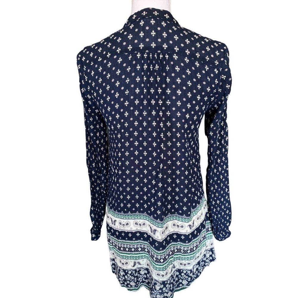 En Creme Small Top Womens Cream Multicolor Boho Peasant Cottagecore Long Sleeve - Picture 2 of 12